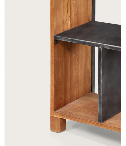 Ila - Industrial shelf in solid teak and metal