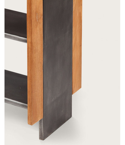 Uma - Industrial shelf in solid teak and metal