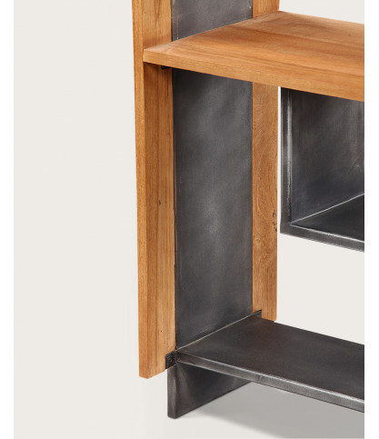 Uma - Industrial shelf in solid teak and metal
