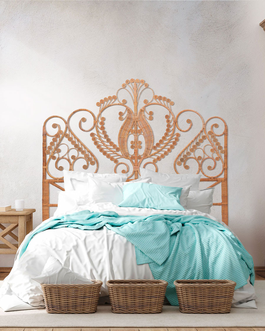 Milo - Vintage Kopfteil aus geflochtenem Rattan 160 cm