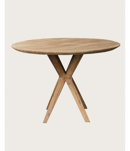 Amelia - Tavolo da pranzo rotondo in teak massello, diametro 110 cm, 4/6 persone