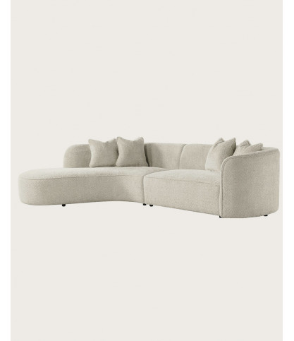 Hestia - Rounded corner sofa in white bouclé fabric