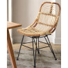 Villa- Lot de 4 chaises en rotin naturel et pied métal