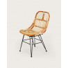 Villa- Lot de 4 chaises en rotin naturel et pied métal
