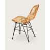 Villa- Lot de 4 chaises en rotin naturel et pied métal