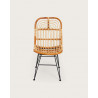 Villa- Lot de 4 chaises en rotin naturel et pied métal