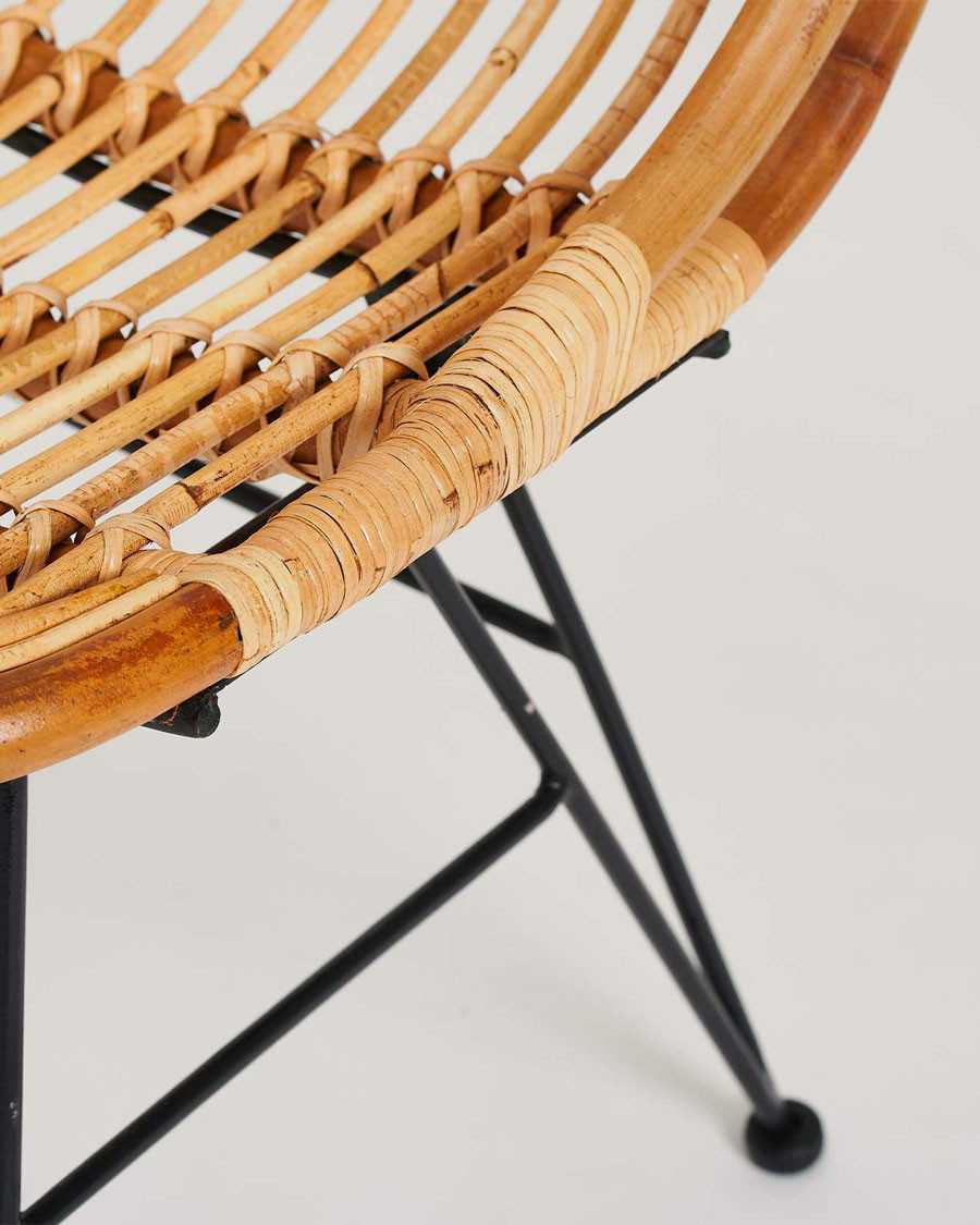 Villa - Lot de 4 chaises en rotin naturel et pied métal