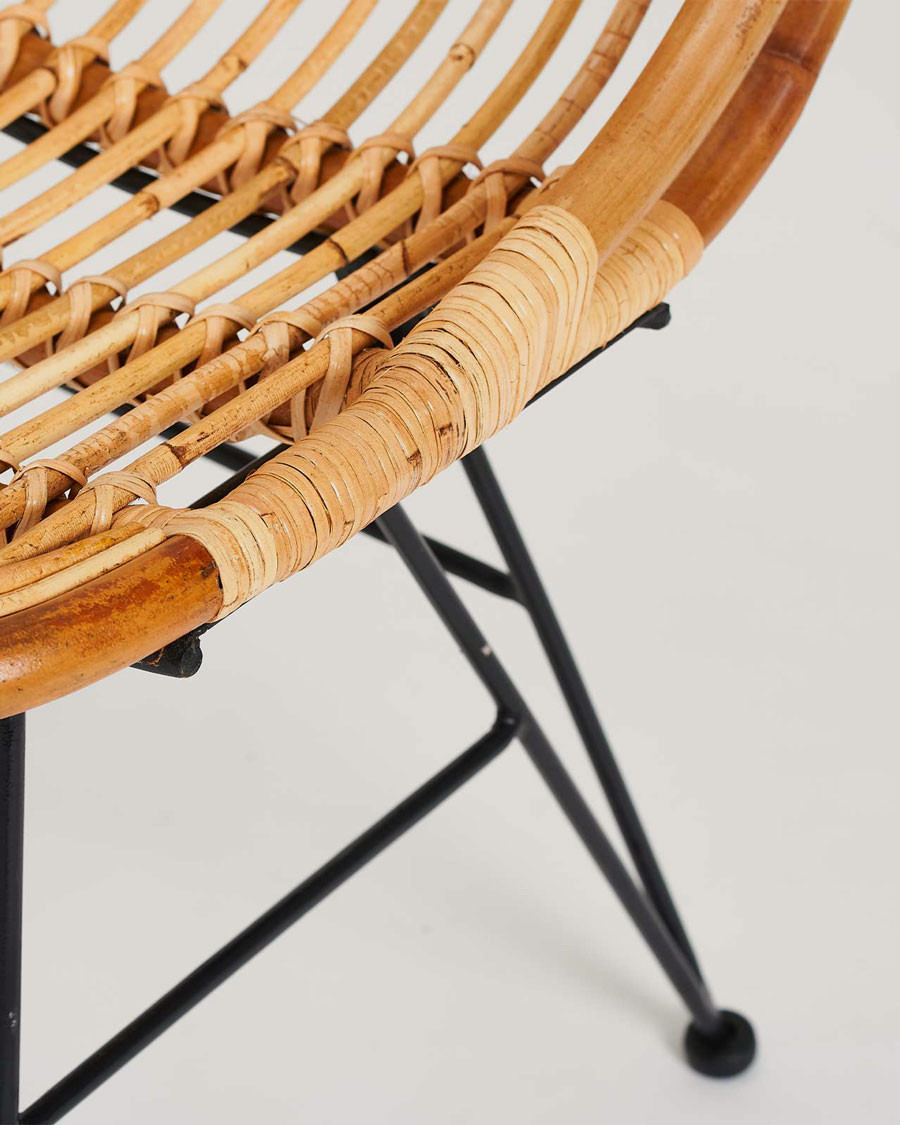 Villa - Set of 4 natural rattan chairs with metal legs