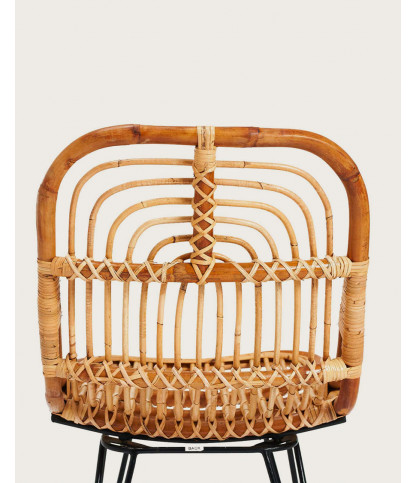 Villa - Set of 4 natural rattan chairs with metal legs