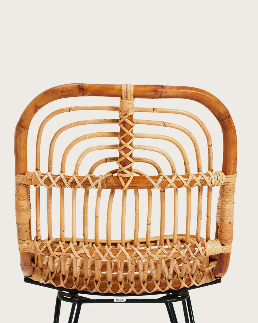 Villa - Set van 4 stoelen van natuurlijk rotan met metalen poten