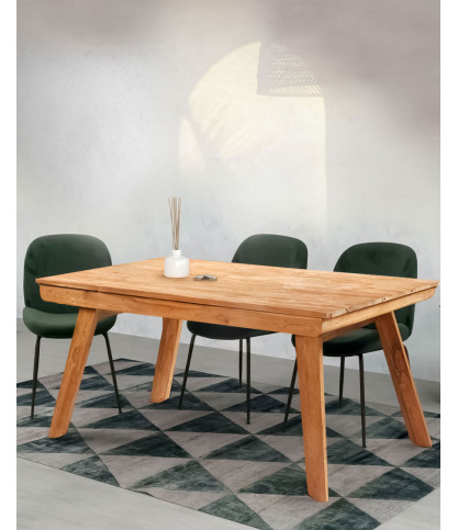 Jodhpur - Rectangular dining table with solid teak extension
