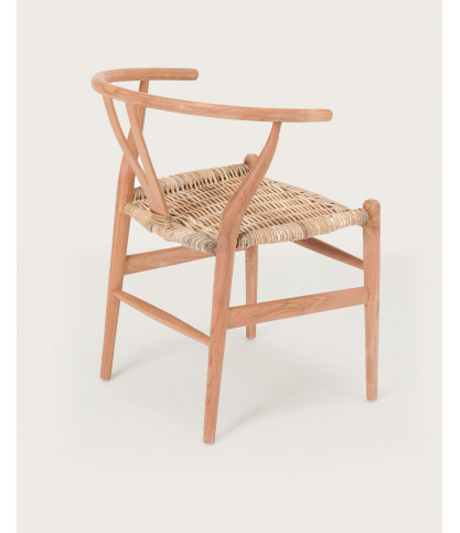 Lyia - Stuhl aus massivem Teakholz und Rattan