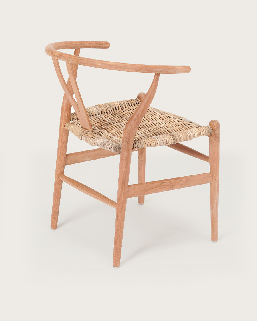 Lyia - Stuhl aus massivem Teakholz und Rattan