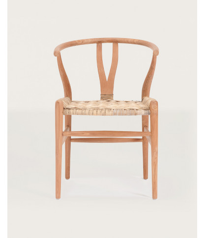 Lyia - Sedia in teak massello e rattan
