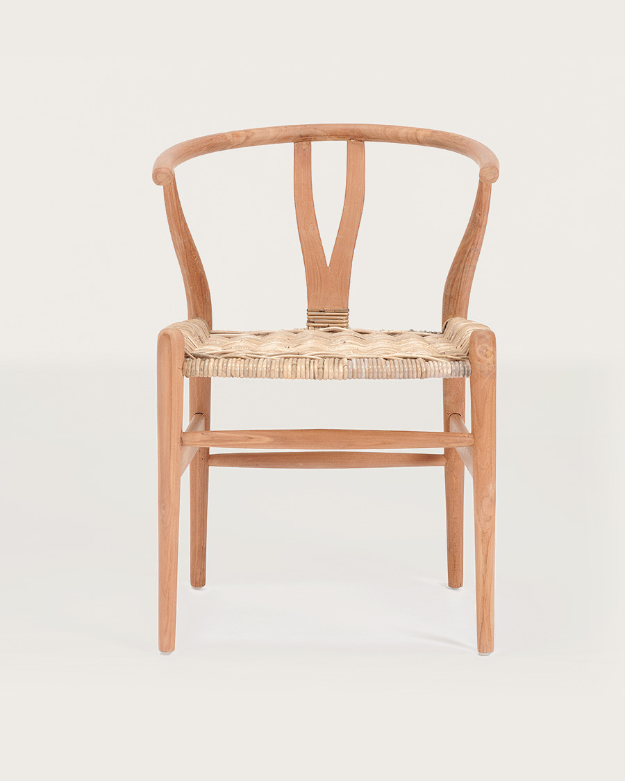 Lyia - Stuhl aus massivem Teakholz und Rattan
