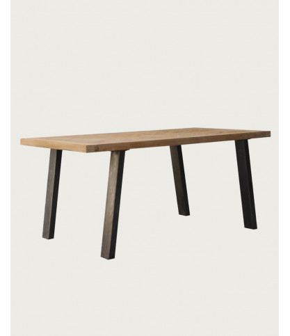 Kendari - Solid teak dining table with chevron pattern L170 cm, 8 people.