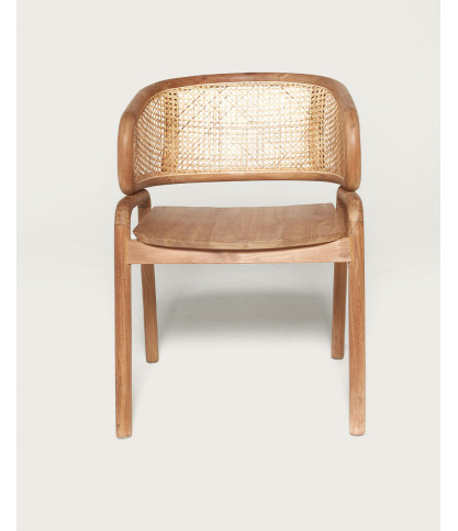 Moon - Sedia in teak massello e rattan intrecciato