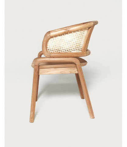 Moon - Solid teak and rattan cane chair
