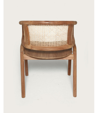 Moon - Sedia in teak massello e rattan intrecciato