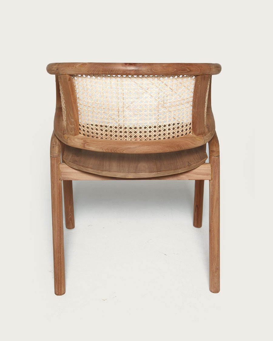 Moon - Chair in solid teak and rattan caning