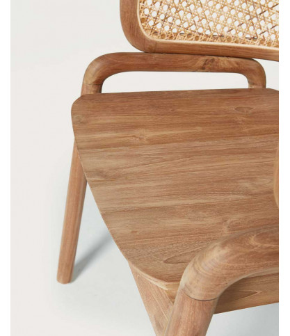 Moon - Solid teak and rattan cane chair