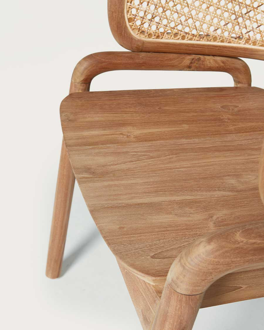 Moon - Solid teak and rattan cane chair
