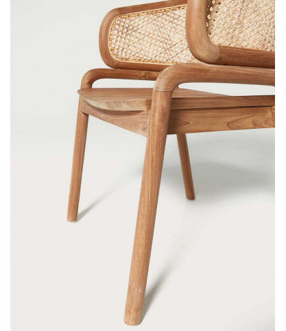 Moon - Solid teak and rattan cane chair