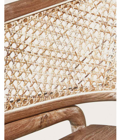 Luna - Silla de teca maciza y ratán.