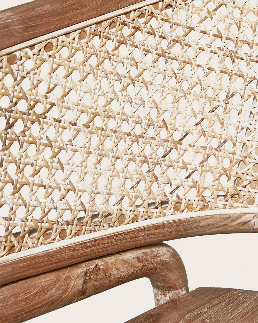 Moon – Stuhl aus massivem Teakholz und Rattanflechtung
