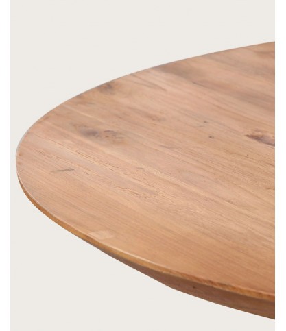 Eclipse - Round industrial dining table in solid teak and metal legs