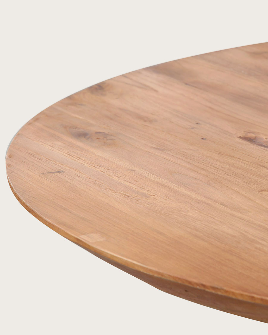 Eclipse - Round industrial dining table in solid teak and metal legs