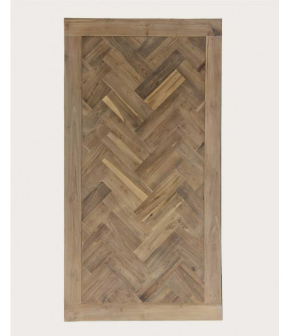 Kendari - Mesa de comedor de teca maciza con motivo chevron L170 cm, 8 personas.