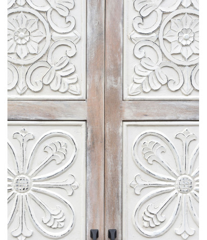 Mala - 2-door wardrobe in solid limed mango wood