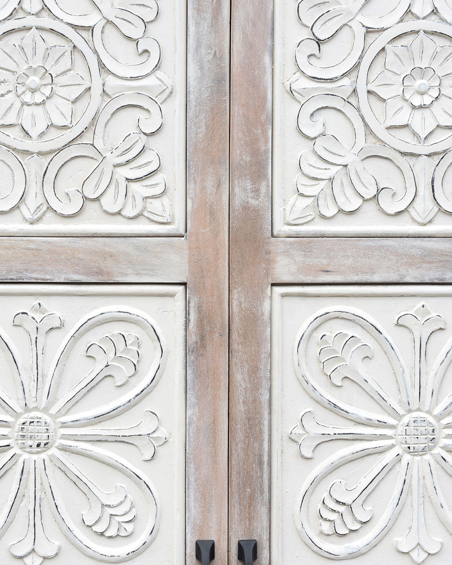 Mala - 2-door wardrobe in solid limed mango wood