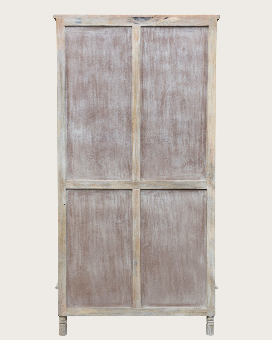 Mala - 2-door wardrobe in solid limed mango wood