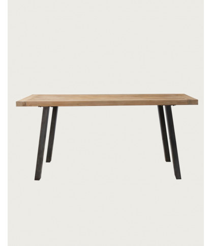 Kendari - Massief teakhouten eettafel met chevronpatroon, L170 cm, biedt plaats aan 8 personen.
