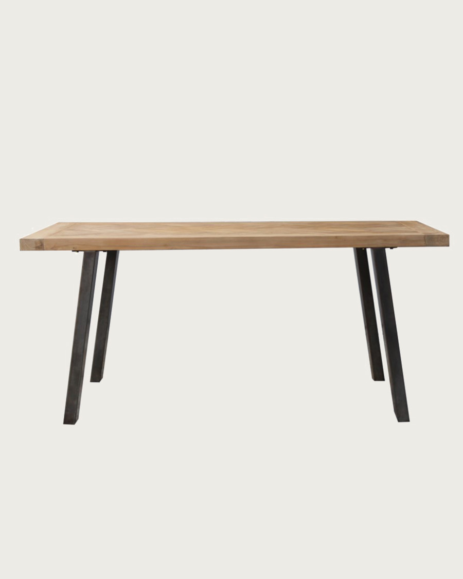 Kendari - Solid teak dining table with chevron pattern L170 cm, 8 people.