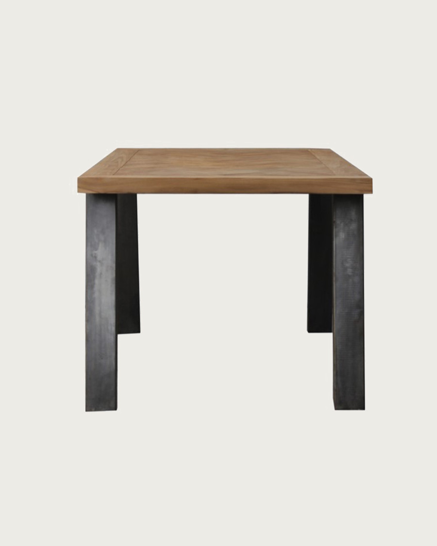 Kendari - Solid teak dining table with chevron pattern, L170 cm, seats 8.