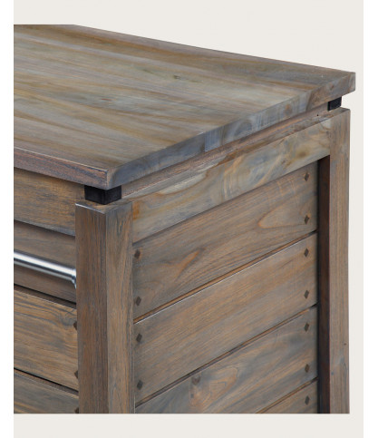 Borneo - Double sink unit with wooden top and rattan basket