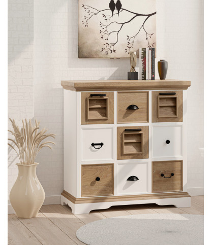 Inda - Consola en Mindy macizo natural y blanco 110 cm