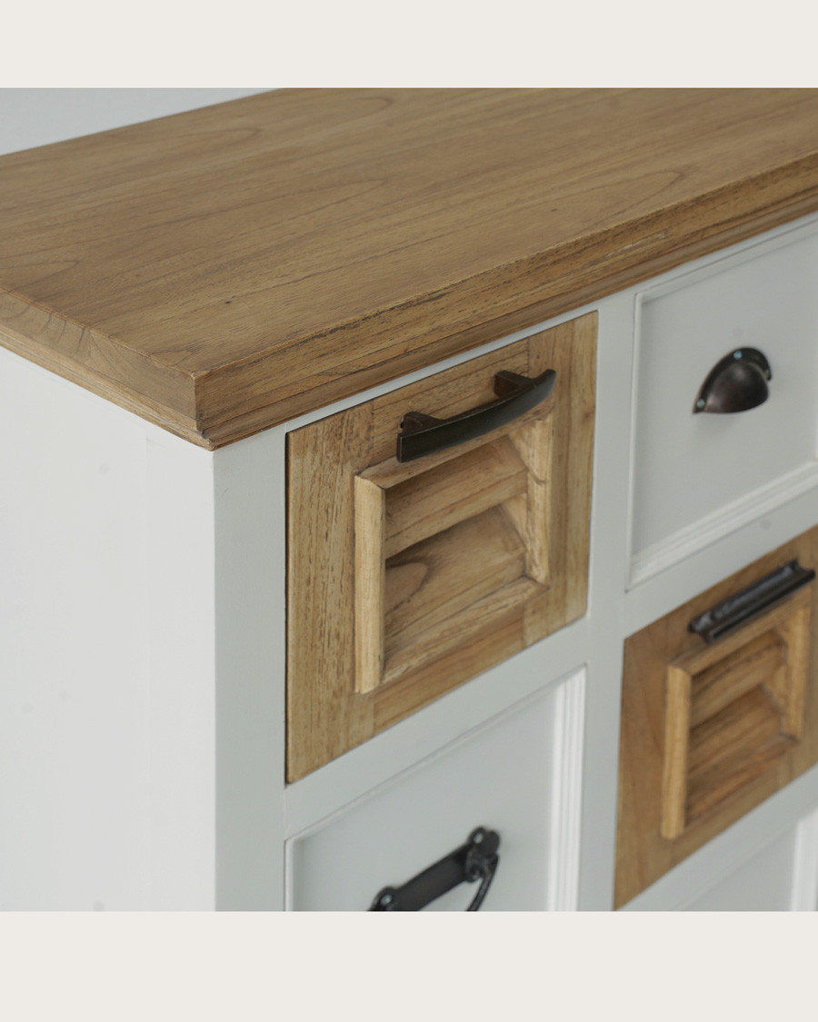 Inda - Console in solid Mindy natural and white 110 cm