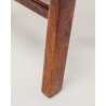 Taka - Petit tabouret en teck massif et cuir marron tressé