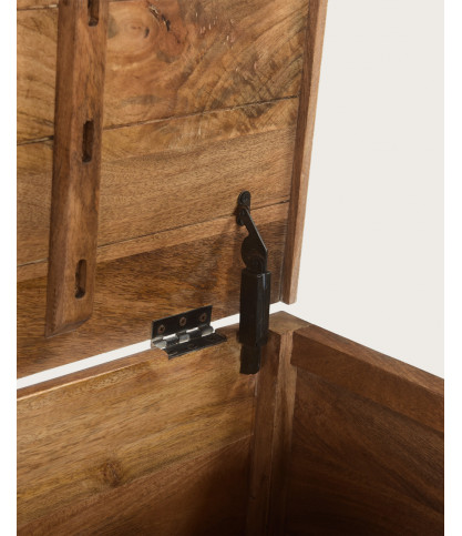 Mala - Baúl de almacenamiento de madera maciza de mango blanqueada, 100 cm de largo