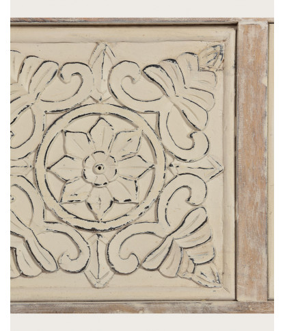 Mala - Baúl de almacenamiento de madera maciza de mango blanqueada, 100 cm de largo
