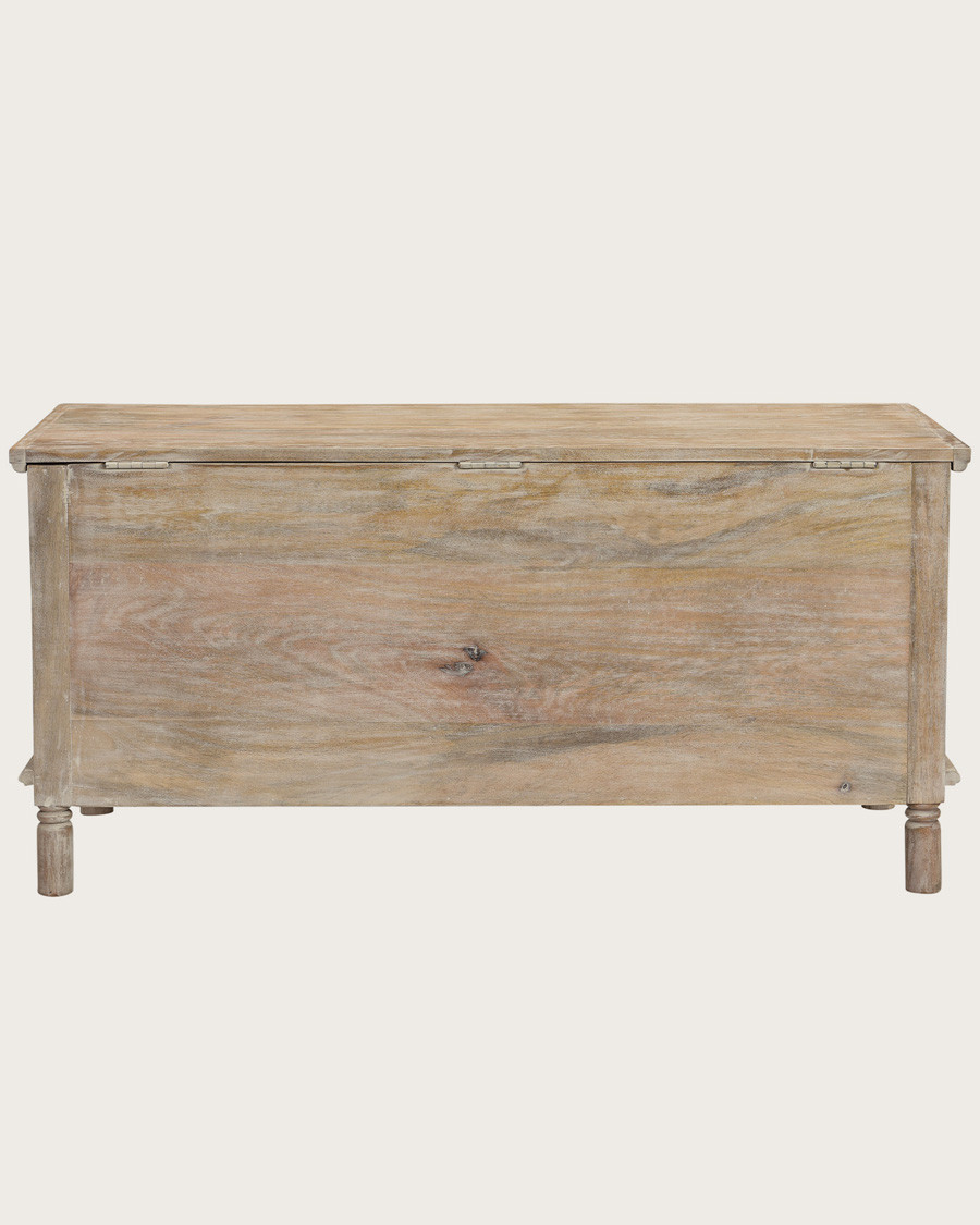 Mala - Solid limed mango wood storage chest, 100 cm long