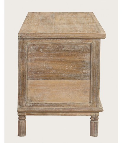 Mala - Baúl de almacenaje en madera maciza de mango encalado L100 cm