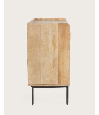 Kali - Cassettiera in legno massello di mango e intreccio di rattan