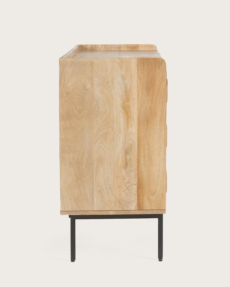 Kali - Cómoda de madera maciza de mango y ratán.