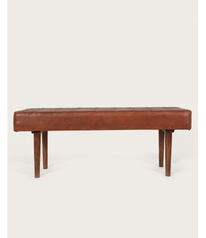 Khalari - Tufted Brown Leather Bench