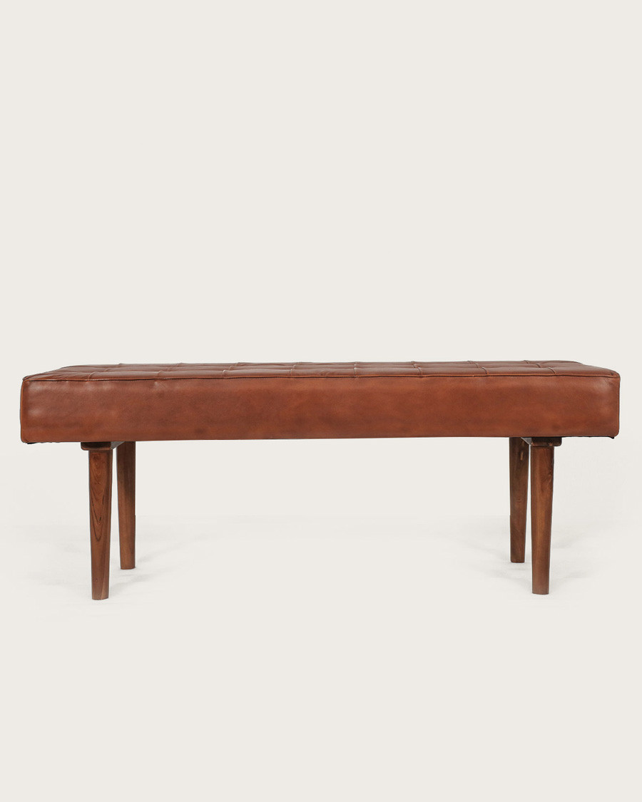 Khalari - Tufted Brown Leather Bench